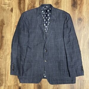 Murano Baird McNutt Linen Blazer Suit Coat Jacket XL Slim Fit Unstructured Blue